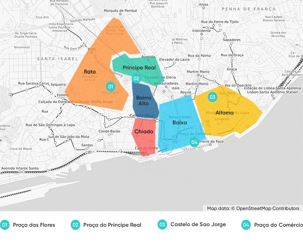 Map of Lisbon's neighborhoods