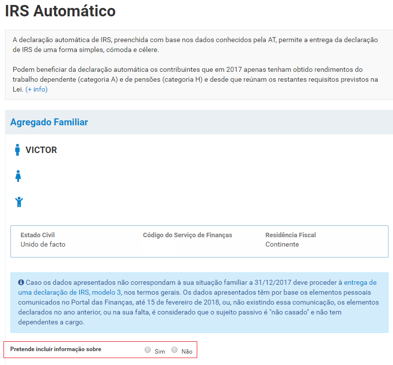 IRS automatico Portugal
