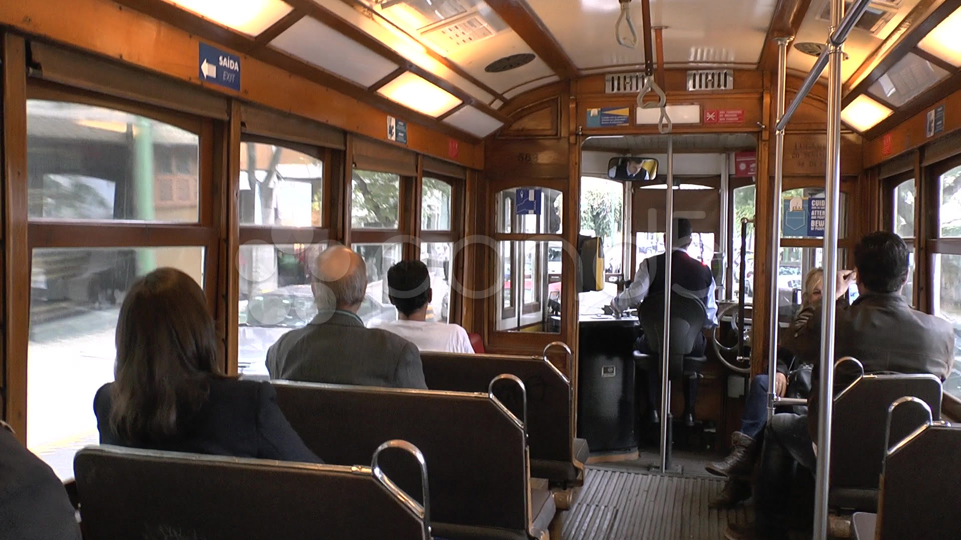 inside of Lisbon tramway 28